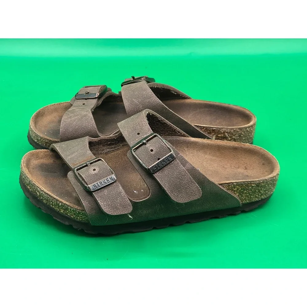 Birkenstock Arizona Kids Sandals Size 28 C10 Brown Metallic Two Strap Slides